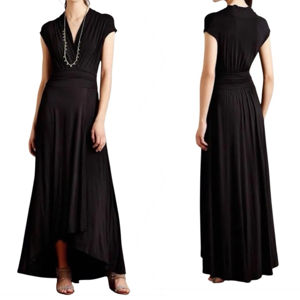 Maeve x Anthropologie Size S Desert Star Maxi Dress Black Empire Waist Hi-Low